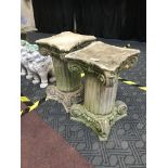 PAIR OF CONCRETE PLINTHS & COLUMN TOPS