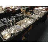 TWO TRAYS OF SILVER PLATED ITEM