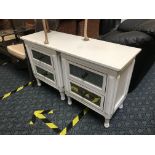 PAIR BEDSIDE CABINETS (GLASS CRACKED)