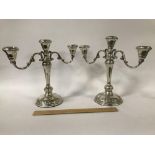 PAIR HM STERLING SILVER EMBOSSED CANDELABRA