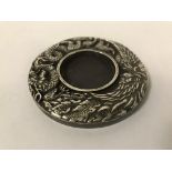 CHINESE WHITE METAL DRAGON DISH