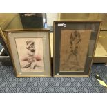 TWO 1970'S CHARCOAL & PASTEL NUDE SCENES