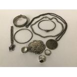 10 ITEMS OF SILVER JEWELLERY