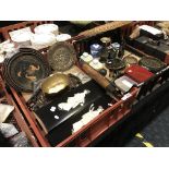 TWO TRAYS OF BRIC A BRAC INCL. ORIENTAL ITEMS