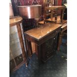 SEWING BOX, LEAF TABLE & 2 CABINETS