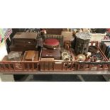 3 TRAYS OF TREEN ITEMS INCL. WRITING SLOPES