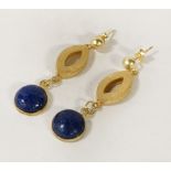 LAPIS LAZULI 14CT GILT SILVER STUD EARRINGS