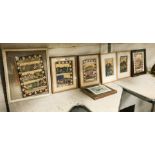 7 FRAMED PERSIAN PAINTINGS ON SILK