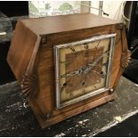 ART DECO WALNUT CASED CHIMING MANTLE CLOCK