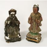 PAIR OF WOODEN CHINESE FIGURES