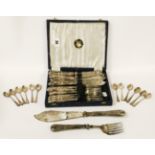 12 H/M SILVER TEA SPOONS & SILVER HANDLE CUTLERY