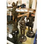 THREE SPELTER FIGURES