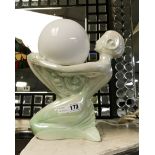 ART DECO STYLE CERAMIC MERMAID FIGURE LAMP