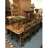 SOLID OAK TABLE & EIGHT CHAIRS