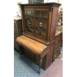 MAHOGANY SECRETAIRE CYLINDER BOOKCASE