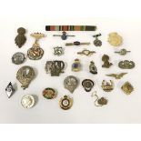 VARIOUS MILITARY & MASONIC ENAMEL BADGES - SOME HM SILVER