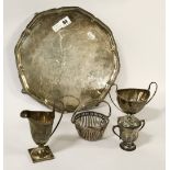 HM SILVER ITEMS WITH A HARRODS SILVER PLATED TRAY