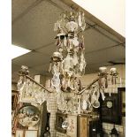 MURANO & BRASS CRYSTAL CHANDELIER