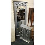 SILVER EFFECT CUPBOARD WITH MIRROR