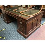 MAHOGANY LEATHER TOP PARTNERS DESK