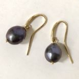 9CT GOLD TAHITIAN PEARL HOOK EARRINGS