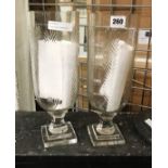 PAIR GLASS CANDLE LAMPS