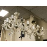 PAIR CUT GLASS 9 LIGHT CHANDELIERS