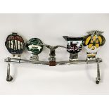 EARLY CHROME CAR BADGE BAR & BADGES