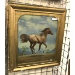 SIGNED OIL ON BOARD ''RUNNING HORSE''