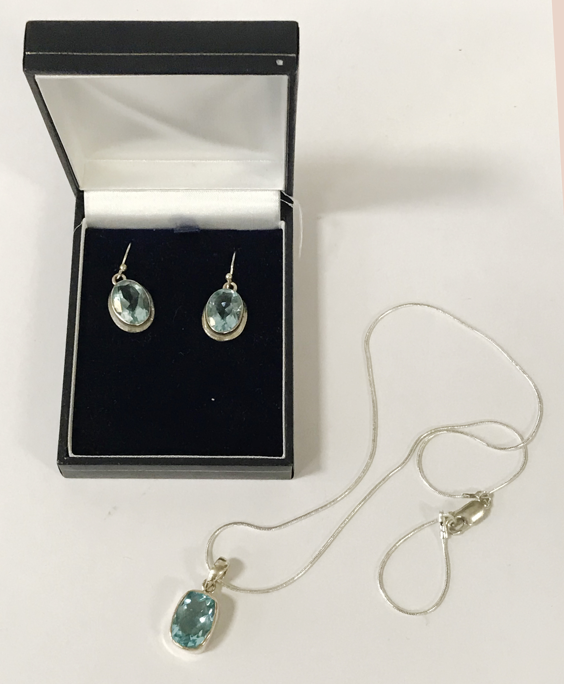 STERLING SILVER TOPAZ PENDANT & EARRINGS