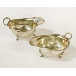 TWO HM SILVER SAUCE BOATS