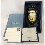 WEDGWOOD HAND PAINTED URN - BOXED & SIGNED, LTD EDITION NO 56 OF 150 CHATSWORTH HOUSE