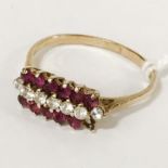 9CT GOLD DIAMOND & RUBY RING