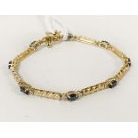 14CT GOLD DIAMOND & SAPPHIRE BRACELET