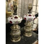 PAIR BOHEMIAN RUBY LAMPS