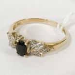 9CT GOLD DIAMOND & SAPPHIRE RING