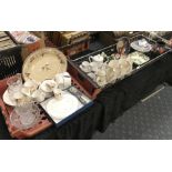 TWO TRAYS OF GLASS & CHINA INCL. MASON, VILLEROY & BOCH
