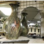 LARGE VASE & SMALL CHROME MIRROR