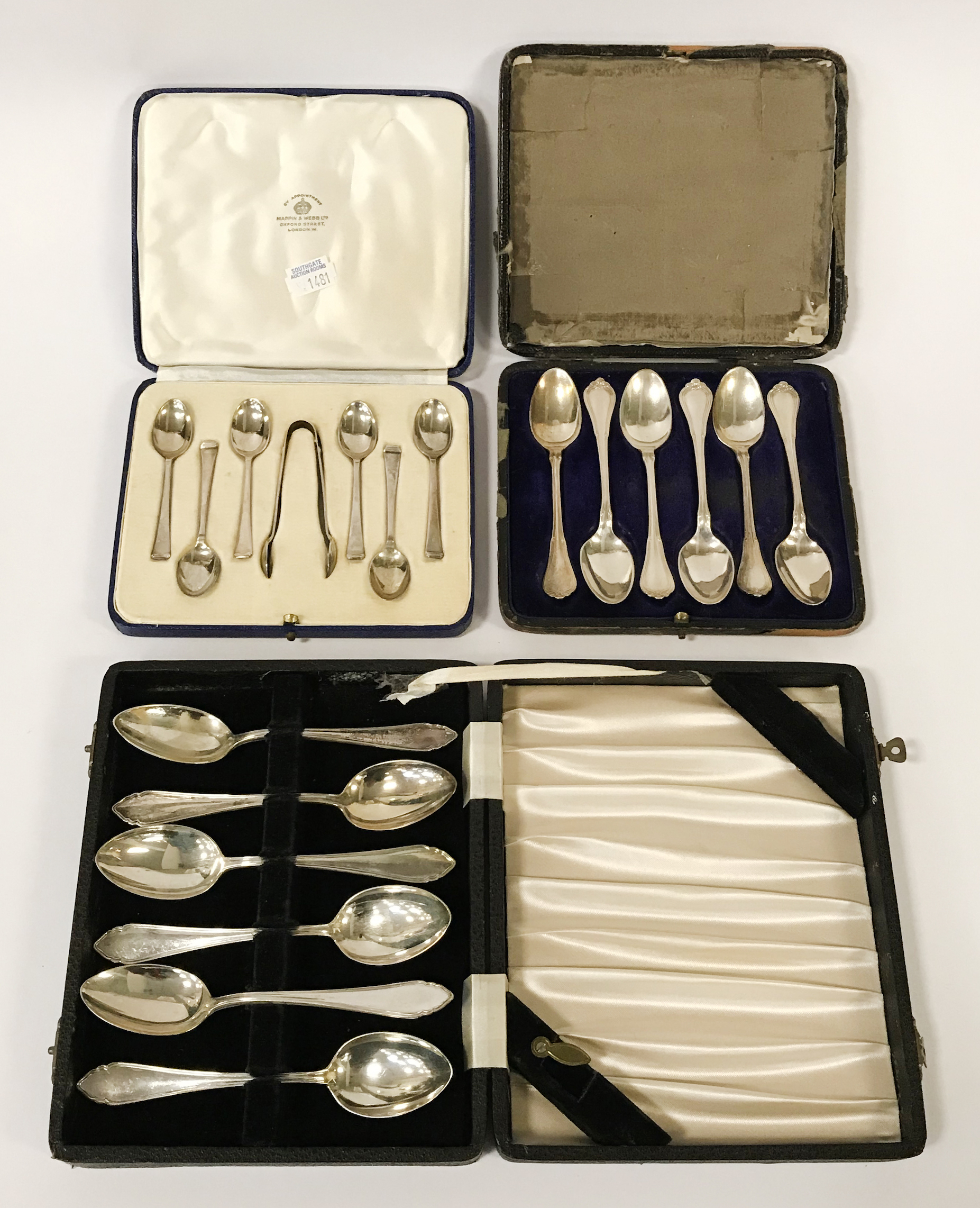 THREE HM SILVER TEASPOON SETS