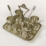 SILVER PLATE EGG STAND SPOONS / CUPS