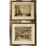 PAIR OF WATERCOLOURS - KEW BRIDGE & HAMMERSMITH BRIDGE - JOHN COSMO CLARK