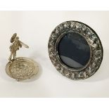SILVER PICTURE FRAME WITH A SILVER CHIMNEY SWEEP TRAY