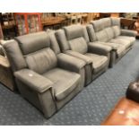 GREY TWO TONE NUBUCK RECLINER 3 SEATER SOFA & 2 RECLINER CHAIRS - EX DEMO