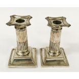 PAIR OF HM SILVER CORINTHIAN COLUMN CANDLESTICKS