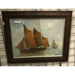 FRAMED OIL - FISHING BOATS- SIGNED A.FRIEDENSON