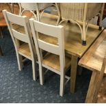 OAK EXTENDING TABLE & 4 LADDER BACK CHAIRS