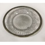 STERLING SILVER & ETCHED GLASS DISH