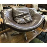 BROWN LEATHER DESIGNER CHAIR - GERARD VAN DER BERG