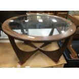 G PLAN GLASS TOP TABLE