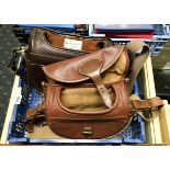 TWO LEATHER GUN CARTRIDGE BAGS - 1 BY BOSS & CO